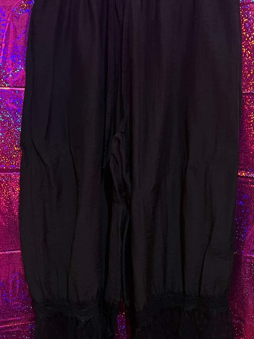 Source Unknown Black Ankle-Length Women's Drawstring Pants